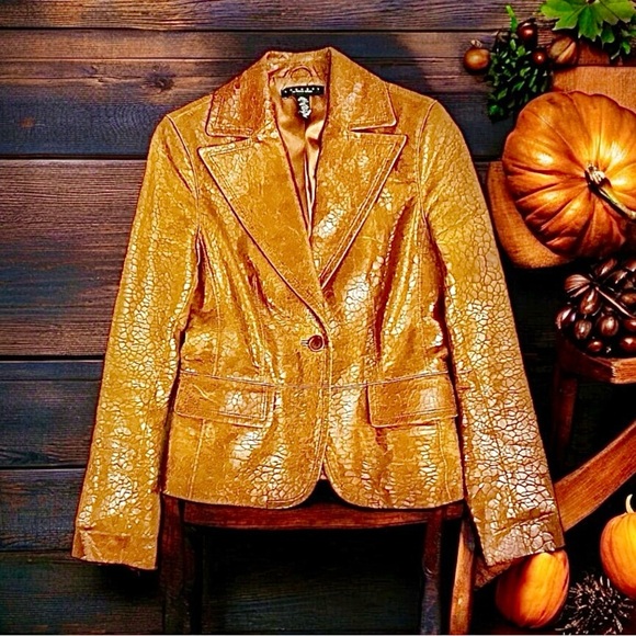 LAUNDRY Embossed Leather Fitted Blazer Jacket S - Picture 9 of 12